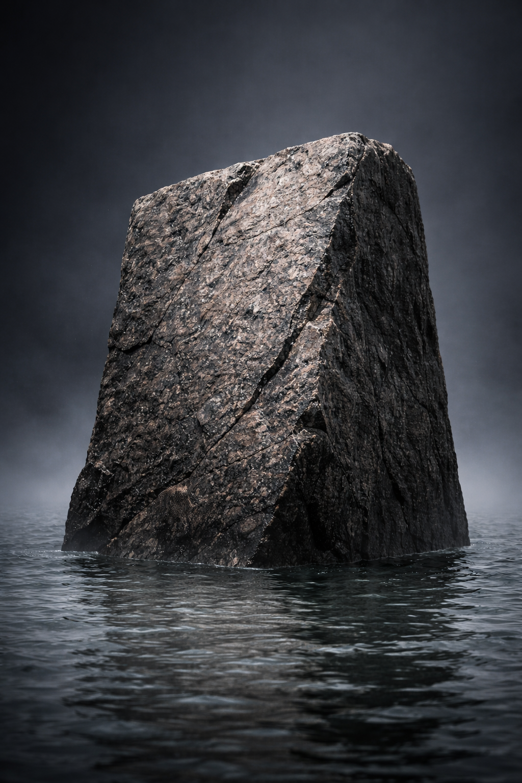 The Monolith - Ancient granite monolith rising from dark water